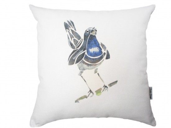 Textile living cushion kajo bird print on cotton front
