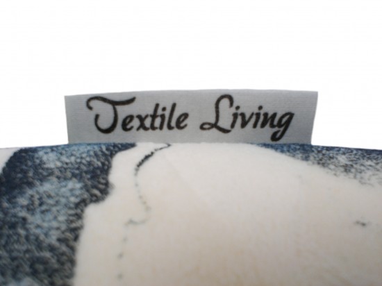 Textile living cushion karl screenprint label