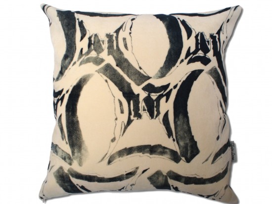 Textile living cushion karl screenprint velvet front